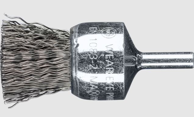 Crimped Wire End Brush PSF 1" Dia. .020 Carbon Steel 1/4" Shank - BOX QTY 10