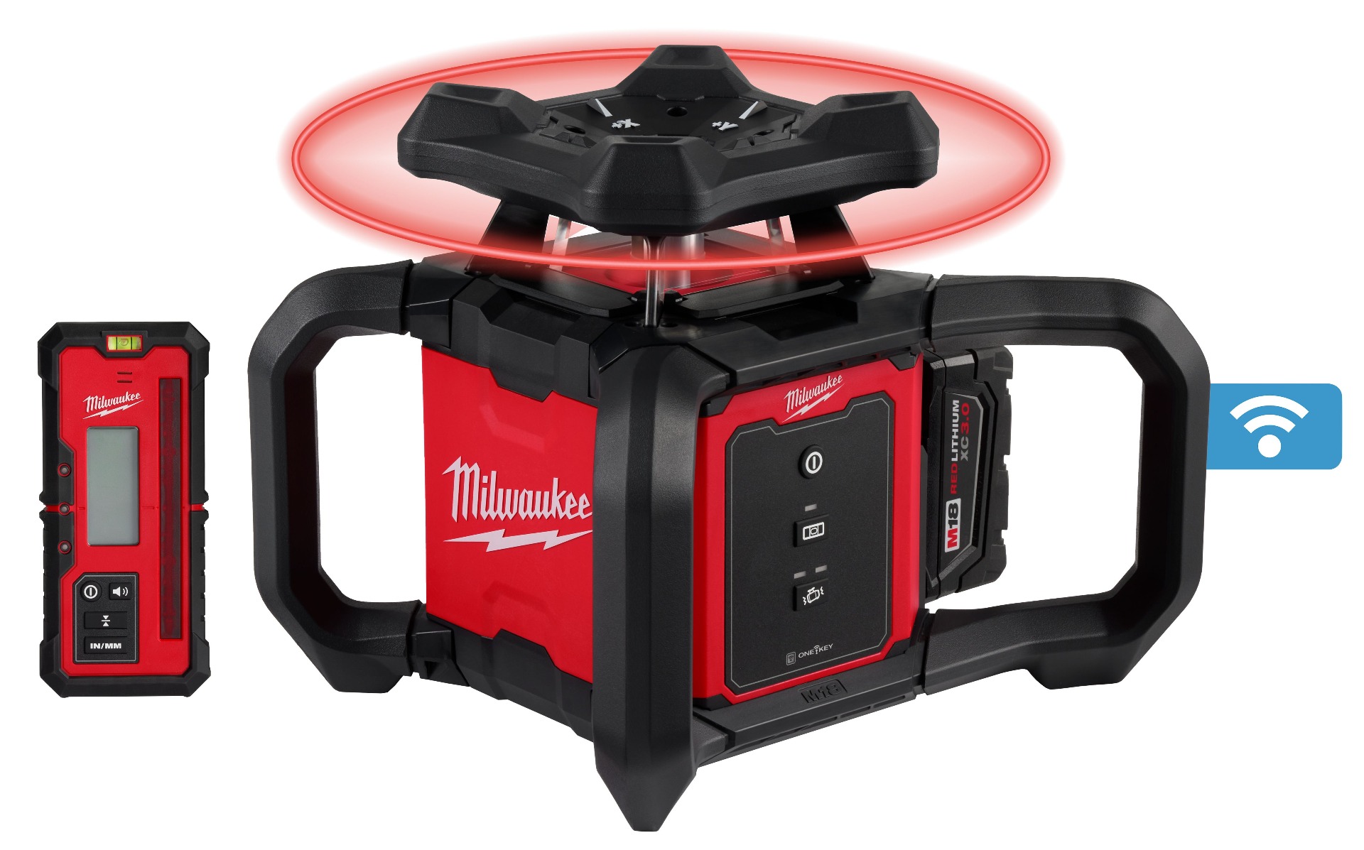 M18™ Red Exterior Rotary Laser Level Kit w/ Receiver, Tripod, & Grade Rod