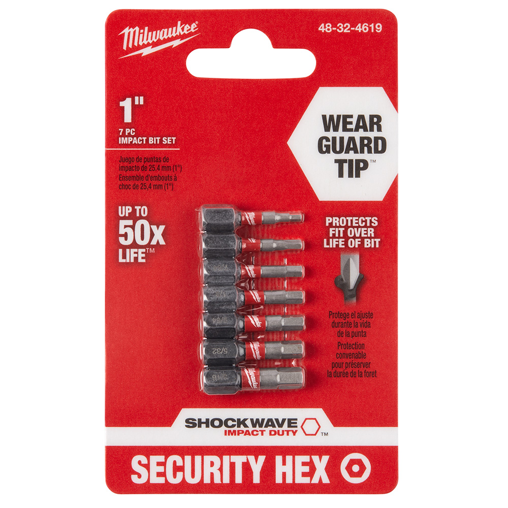 7-Piece SHOCKWAVE Impact Hex Security Insert Bit Set