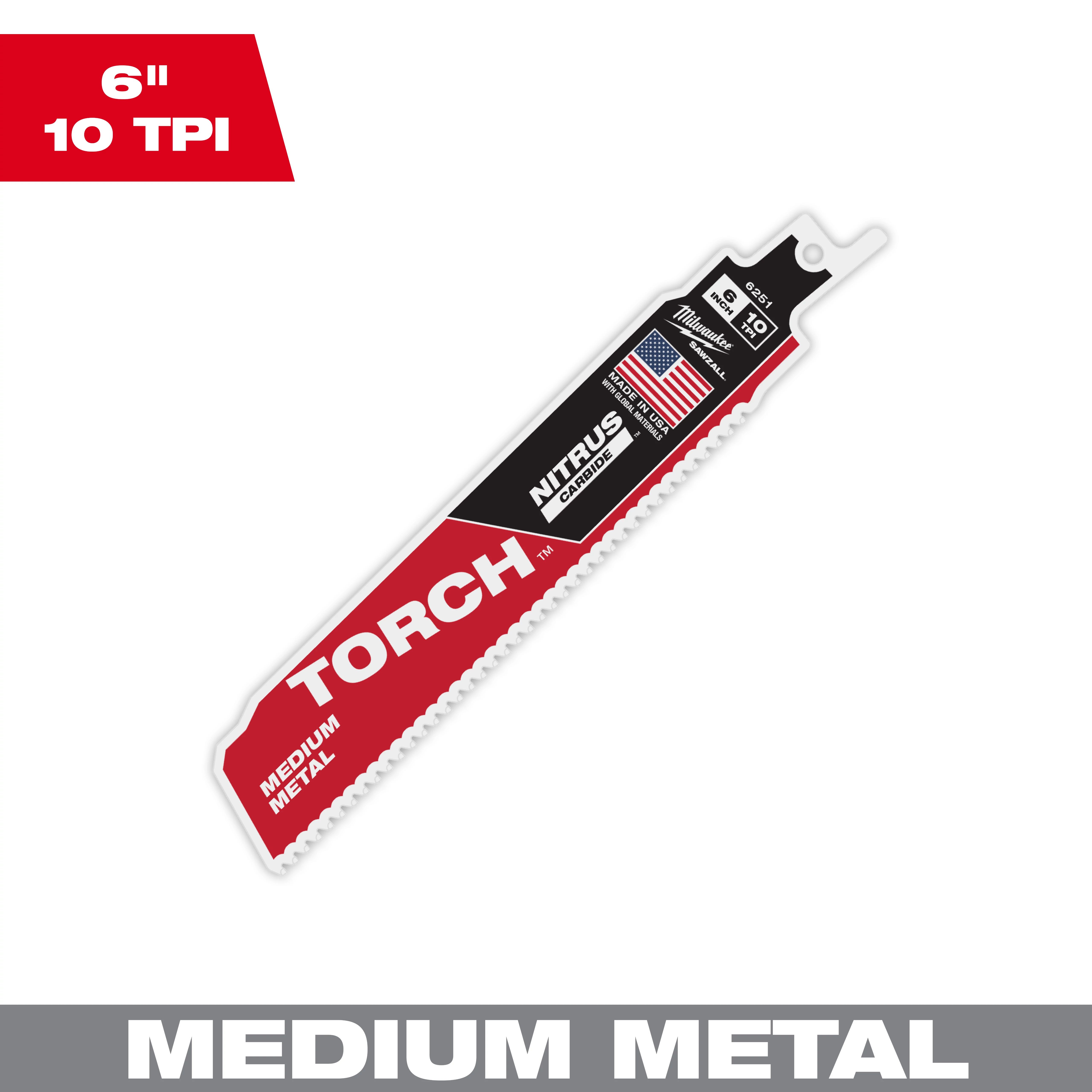  6" 10TPI The TORCH™ with NITRUS CARBIDE™ Teeth for Medium Metal 1PK 