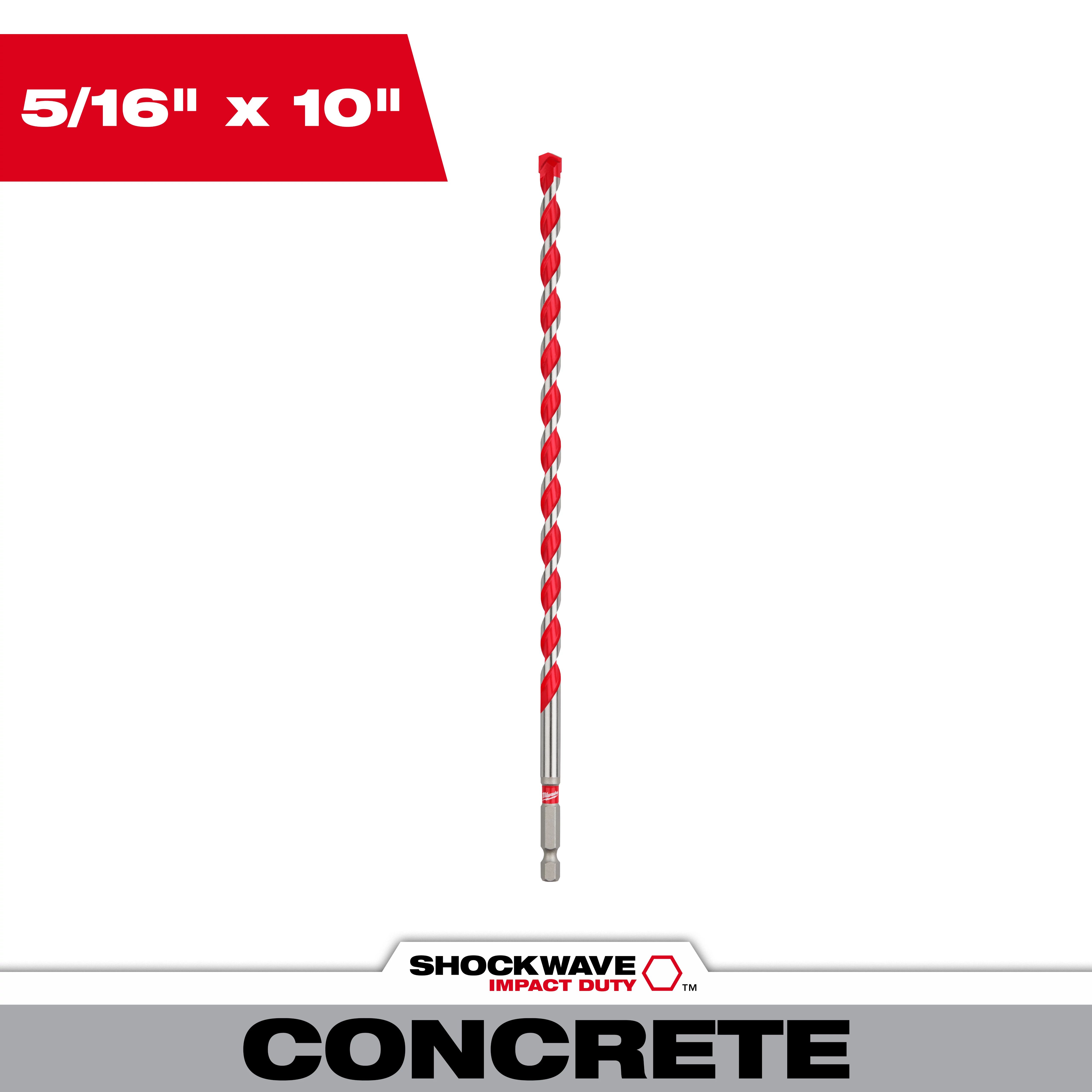 Carbide Hammer Drill Bits 5/16" - Length 10" - Usable 8" - 3 Pack
