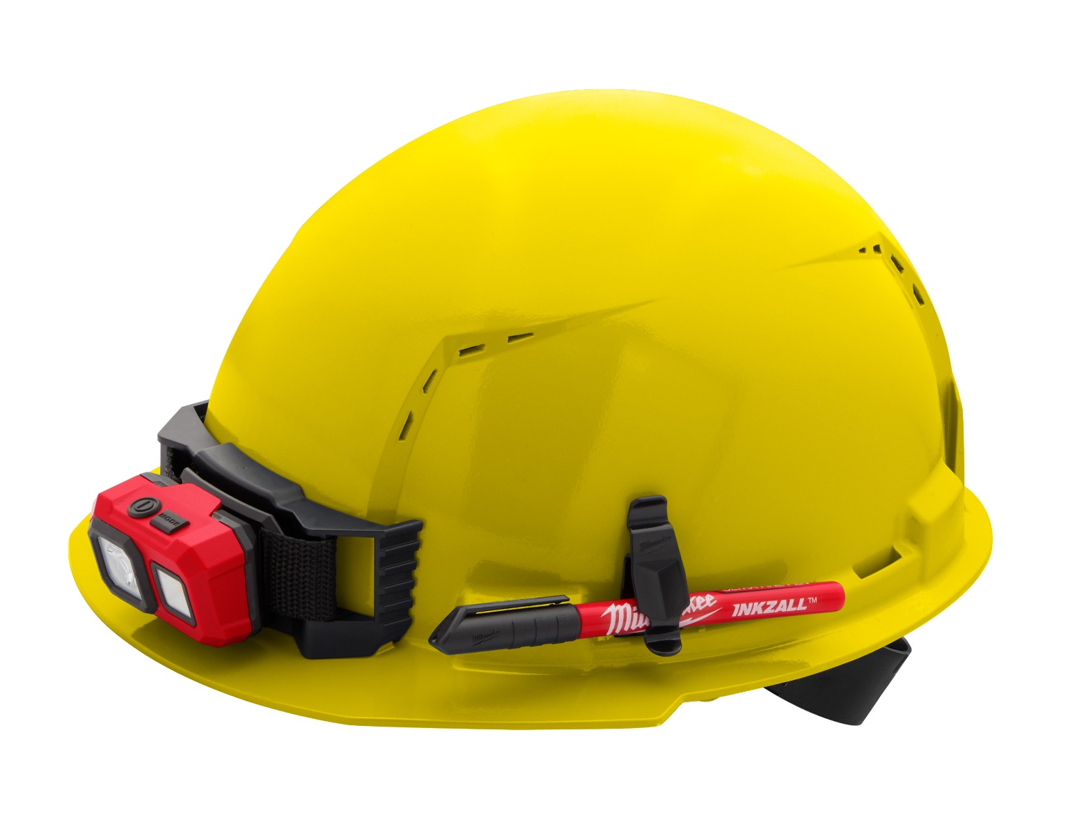 Front Brim Hard Hat w/4pt Ratcheting Suspension (USA) Yellow - 5 Pack