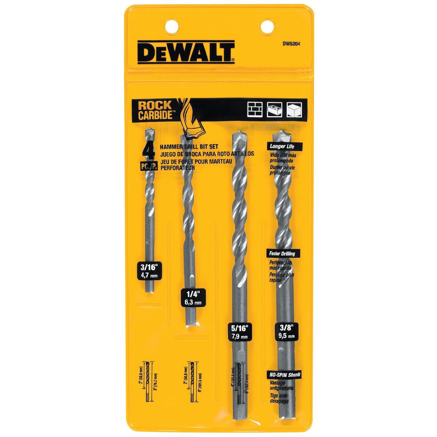 4-Piece Premium Percussion Masonry Drill Bit Set