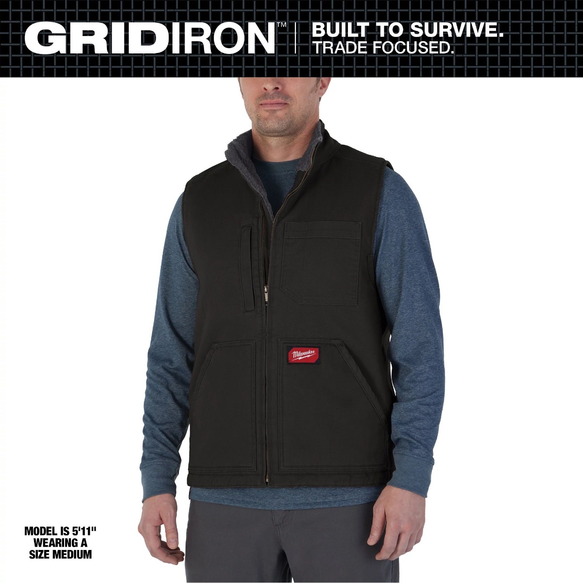 GRIDIRON™ Sherpa-Lined Vest - Black - 2X-Large