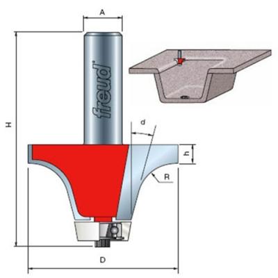 2-9/16-Inch Dia. Round Over Bowl Router Bit