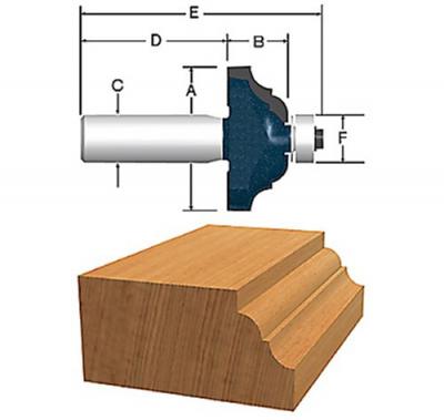 1-1/2-Inch Diameter 5/8-Inch Cut Classical Carbide Tipped Router Bit 1/4-Inch Shank