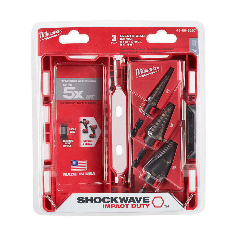 SHOCKWAVE Impact Duty Step Bit Electrician Set (#1, #4, #9)