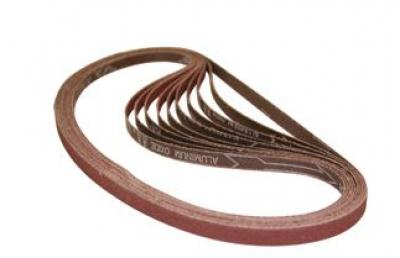 3/8" x 21" Aluminum Oxide Abrasive Sanding Belts - Grit 100 - 10/pk