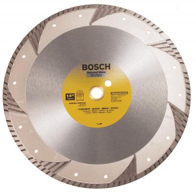 Premium Plus 14-Inch Dry or Wet Cutting Turbo Continuous Rim Diamond Saw Blade with 1-Inch Arbor for Masonry