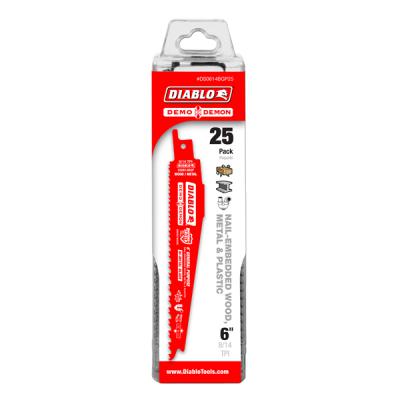 6" Demo Demon Bi-Metal Recip Blade for Nail-Embedded Wood, Metal, and Plastic (25 pk) 