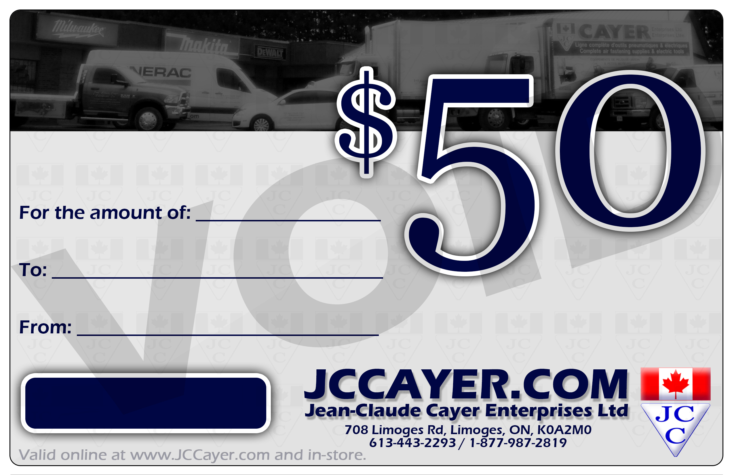 $50 Printable Gift Certificate