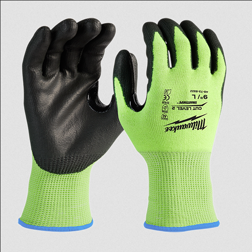 High Visibility Cut Level 2 Polyurethane Dipped Gloves - Size Large - 1 Pack