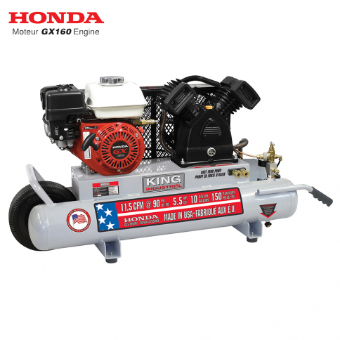 KING 10 GALLON 5.5 HP GAS (HONDA) WHEELBARROW AIR COMRESSOR