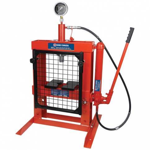 KING 10 TON HYDRAULIC SHOP PRESS WITH GRID GUARD