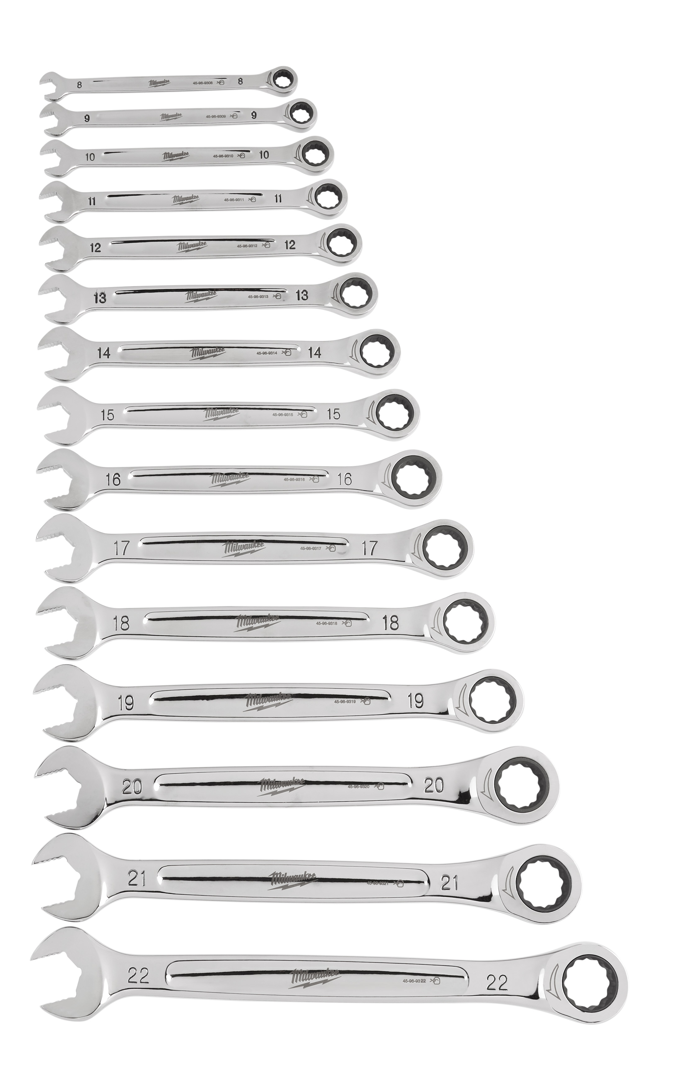 15pc Ratcheting Combination Wrench Set - Metric