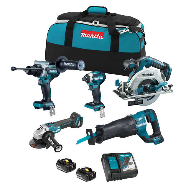 18V LXT Brushless 5 Tool Combo Kit, 5.0Ah x2