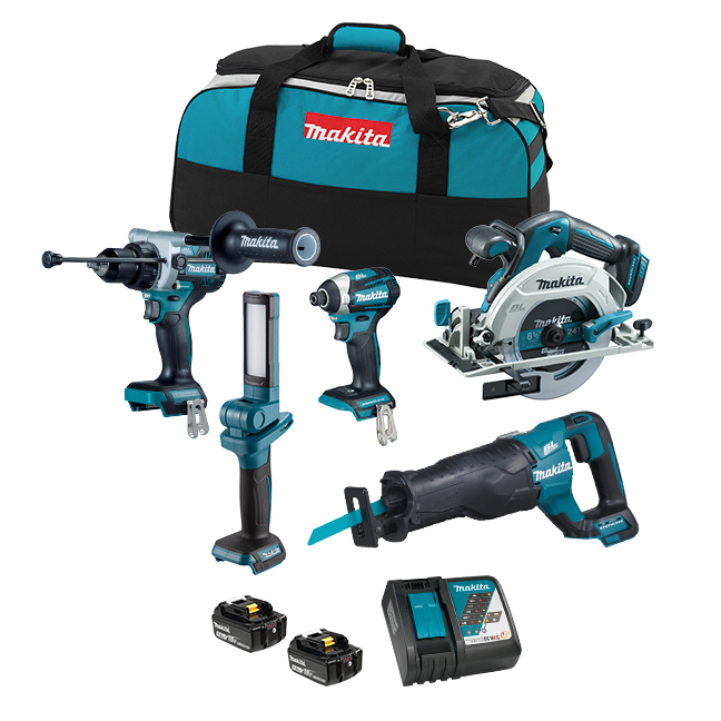 18V LXT Brushless 5 Tool Combo Kit, 5.0Ah x2 - DLX5083TX1 