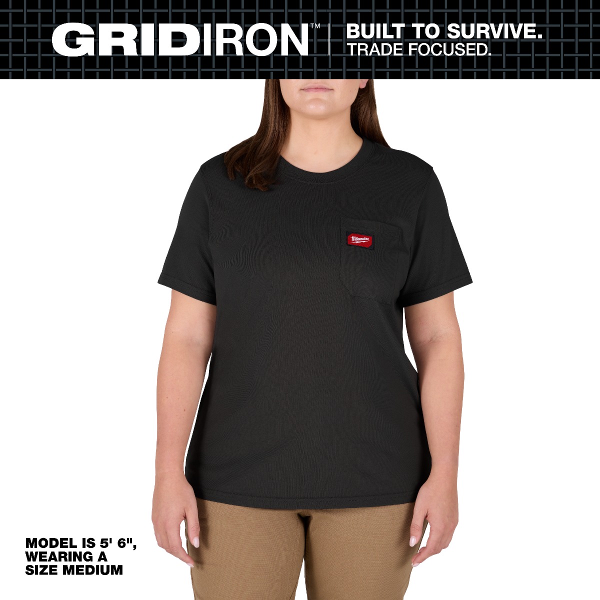 Women's GRIDIRON™Pocket T-Shirt - Short Sleeve Black