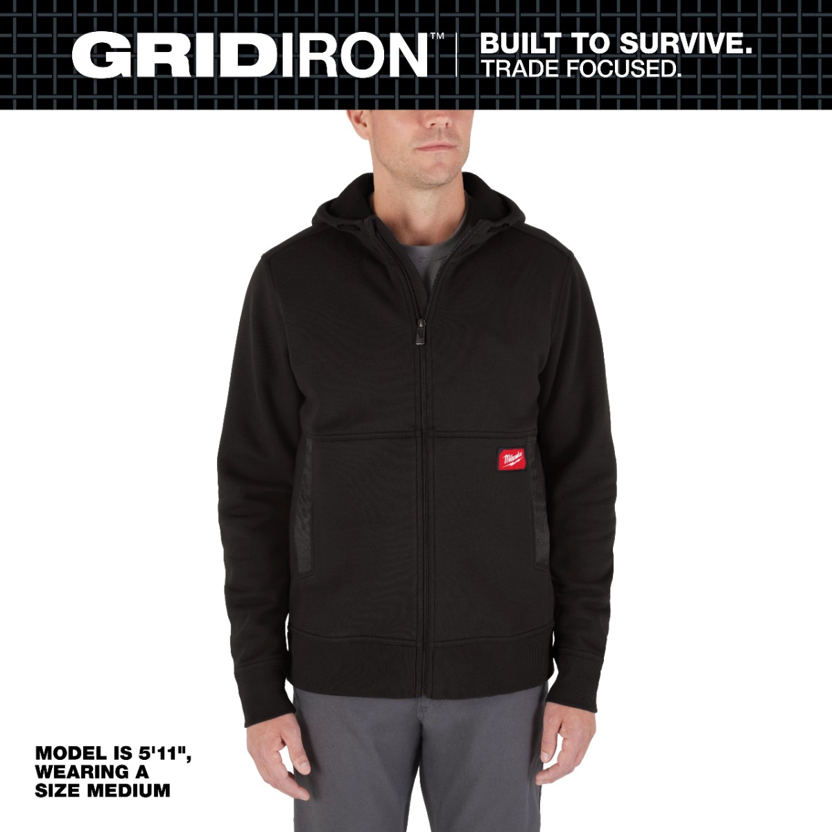 GRIDIRON™ Full-Zip Hoodie - BLACK - 3X-LARGE