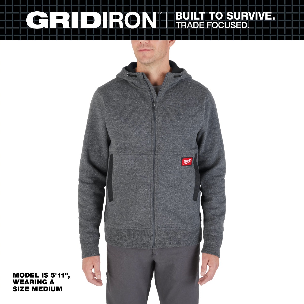 GRIDIRON™ Full-Zip Hoodie - GRAY - LARGE