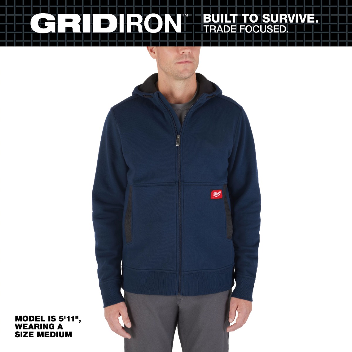 GRIDIRON™ Full-Zip Hoodie - BLUE - LARGE