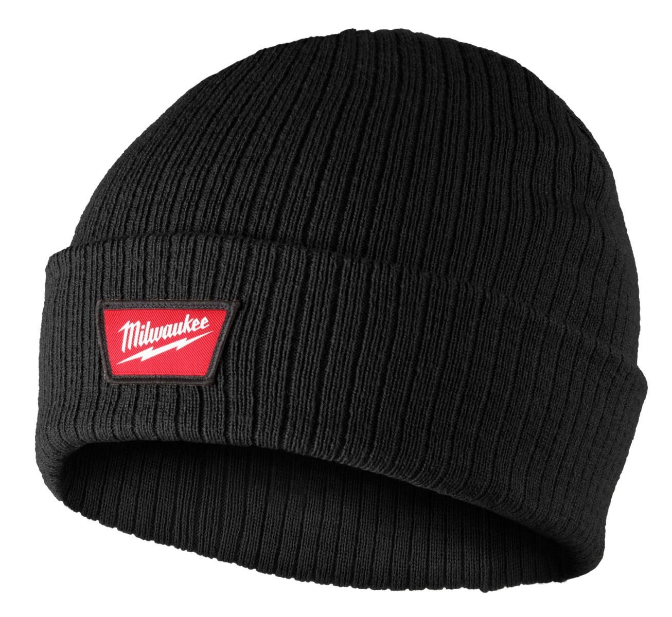 Rib-Knit Cuffed Beanie - Black