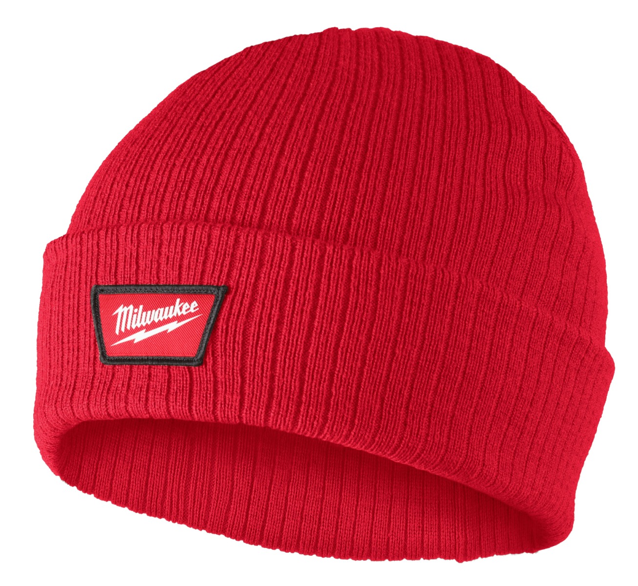 Rib-Knit Cuffed Beanie - Red