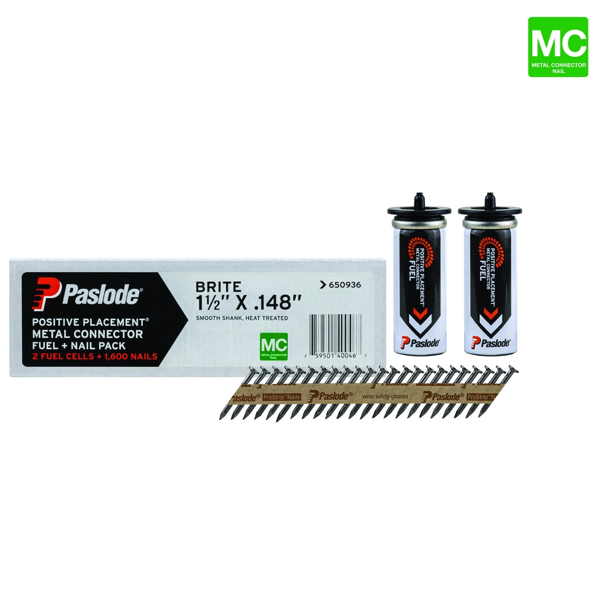 1-1/2" X .148 Brite Heat-Treated Positive Placement Cordless Fuel & Nail Pack