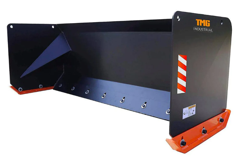 7’ Skid Steer Snow Pusher w/Steel Cutting Edge, Pivoting Wear Shoes, Side Braces, 40-70 HP, TMG-SP07