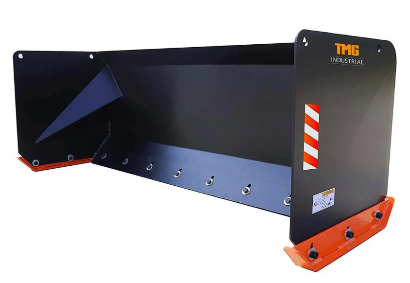 9’ Skid Steer Snow Pusher w/Steel Cutting Edge, Pivoting Wear Shoes, Side Braces, 40-70 HP