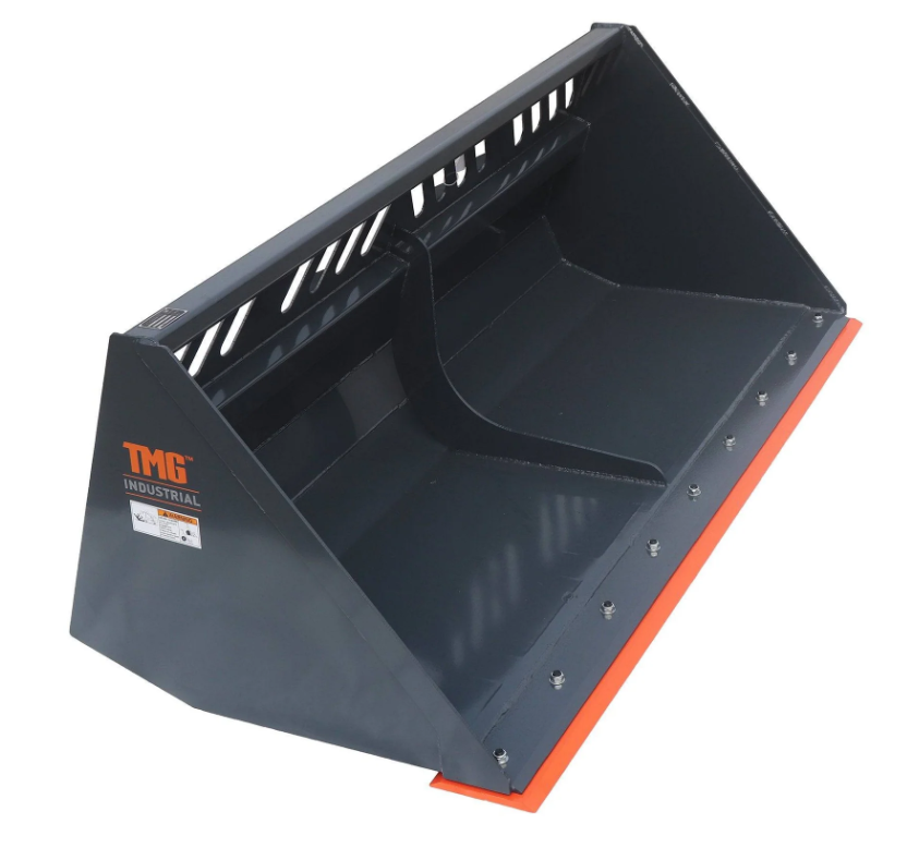 Heavy-Duty 84" Skid Steer Snow/Mulch Bucket, Bolt-On Cut Edge, 1500-lb Weight Capacity, Universal Quick Mount
