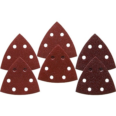 3-1/2 In. Assorted Grits 6 pc. Red Detail Sander Abrasive Triangles for Wood